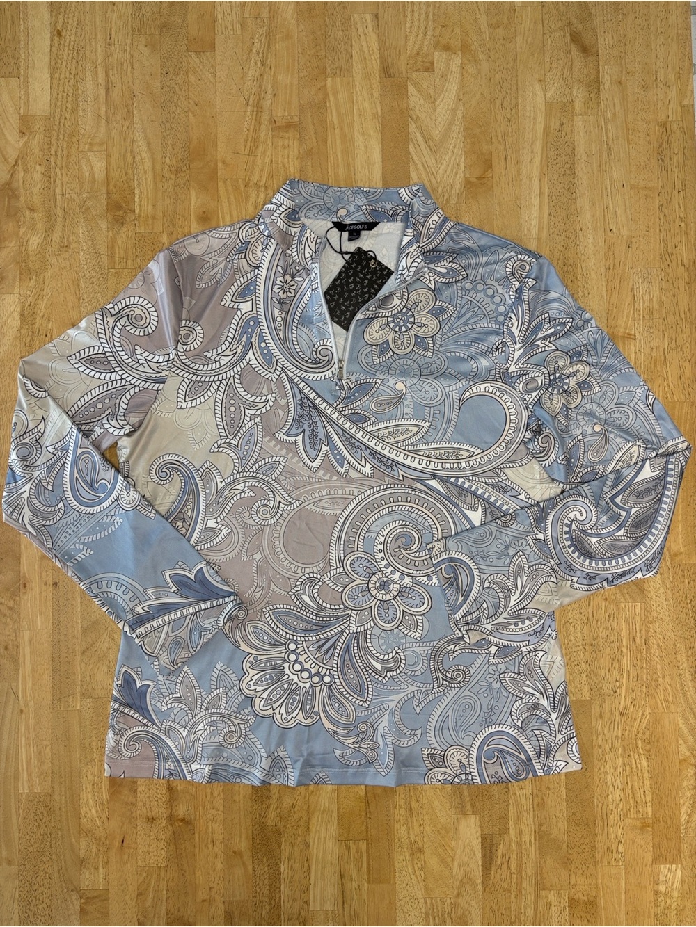 NWT Acegolfs Pretty Feminine Paisley Quarter Zip Golf Sun Shirt Pullover UPF 50+